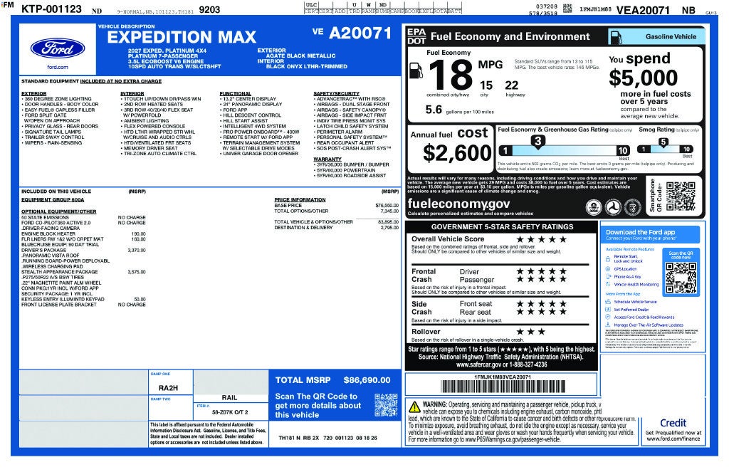 2027 Ford Expedition Max Platinum