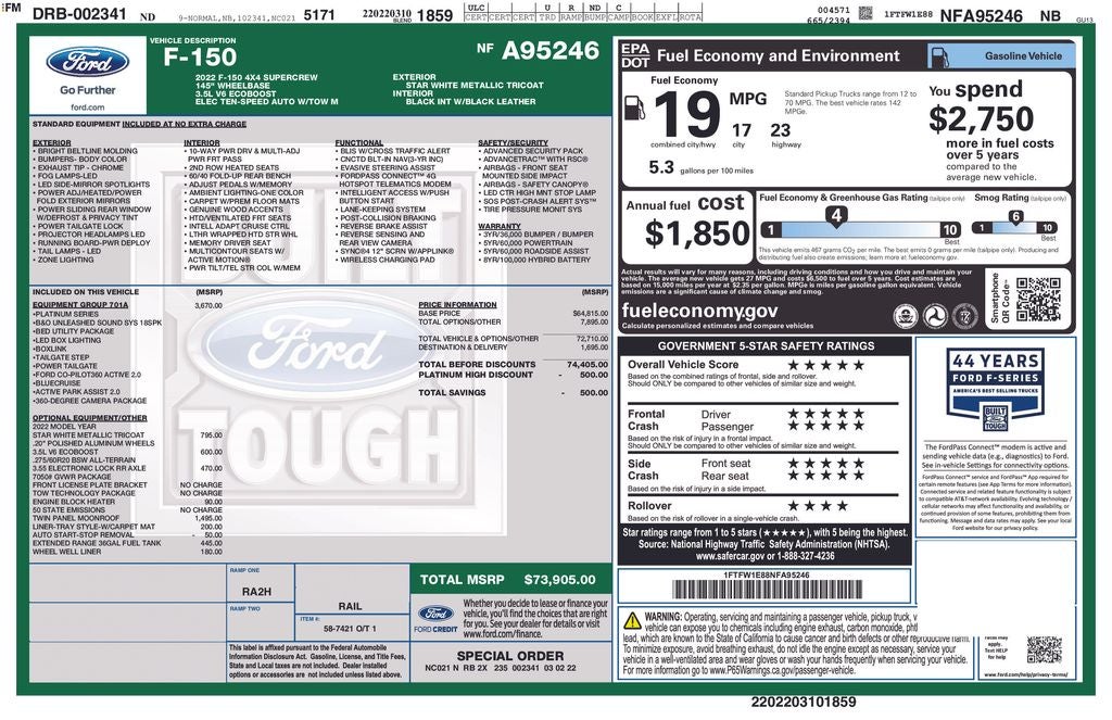 2022 Ford F-150 Platinum